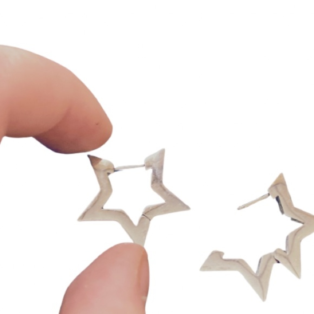Earrings | Star Hoops in Stainless Steel
